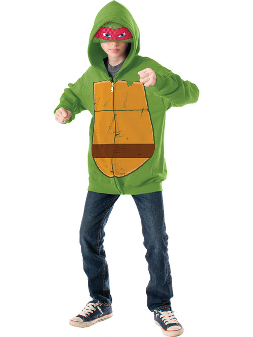 TMNT Costume Hooded Sweatshirt with Detachable Eye Mask - S / Raphael