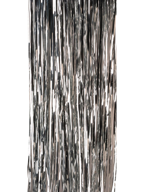 Silver Metallic Fringe Table Skirt