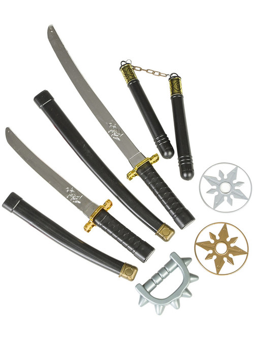 Kids Ninja Accessory Set with Swords Daggers And Nunchucks
