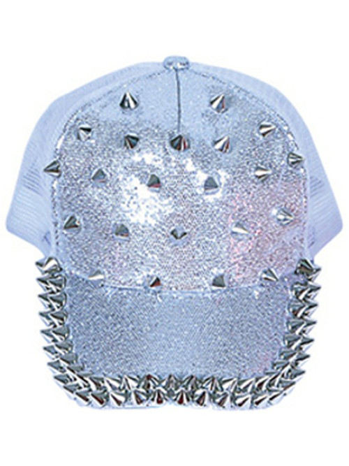 Adult's White Spiked Baseball Caps