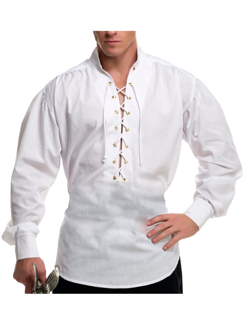 Black Lace up Pirate Shirt With Metal Eyelets