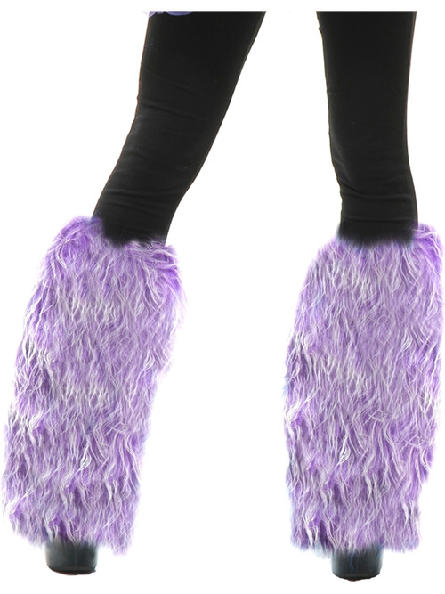 Deluxe Purple and Green Furry Monster Leg Warmers