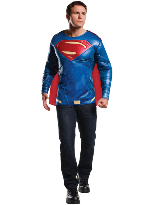 Men's Superman Dawn Of Justice Padded Shirt With Cape Men's Superman Dawn Of Justice Padded Shirt With Cape