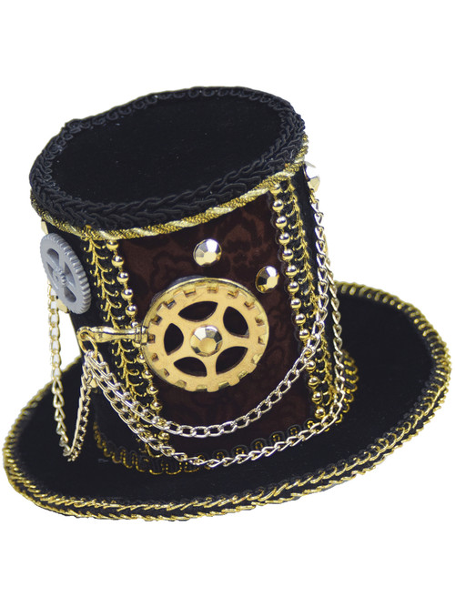 Download Black Steampunk Mini Top Hat with Gears