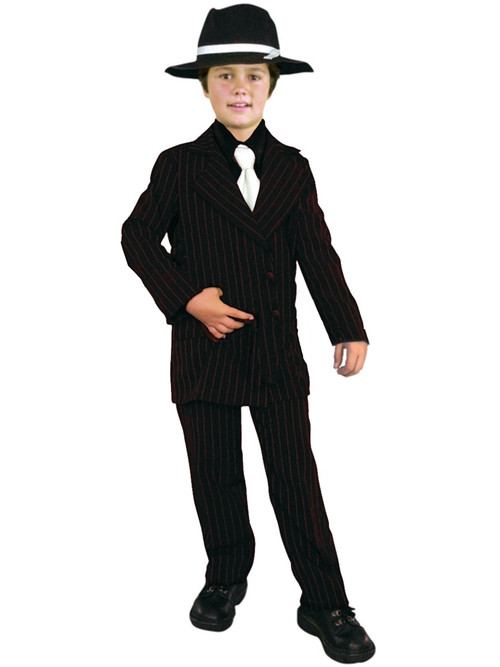 Red and Black Gangster Pinstripe Suit