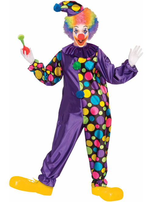 Mens or Womens Unisex Purple Polka Dot Clown Costume