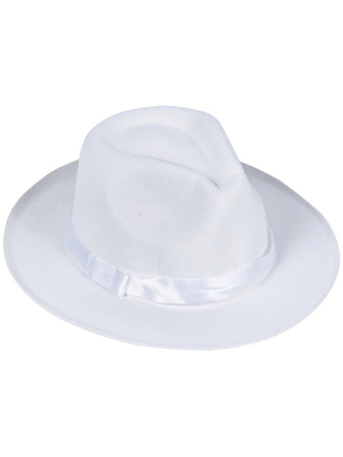 Classic Gangster White Fedora Hat