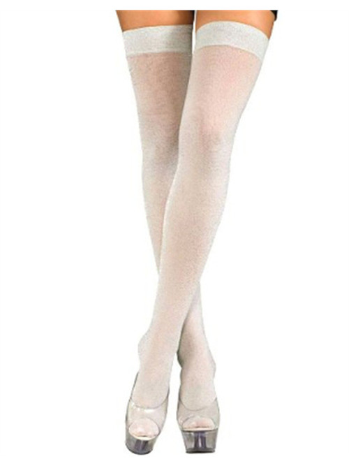 Silver Glitter Adult Thigh High Stockings