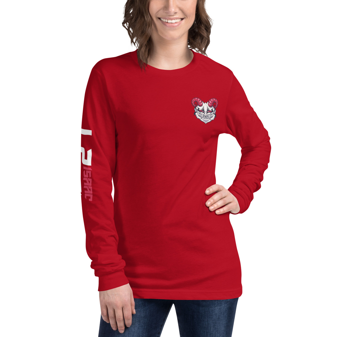 Womens lucky brand red and white long sleeve pullover t shirt s