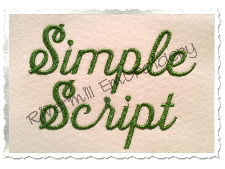 1 1/2" Inch Size ONLY Simple Script Machine Embroidery Font - Rivermill ...