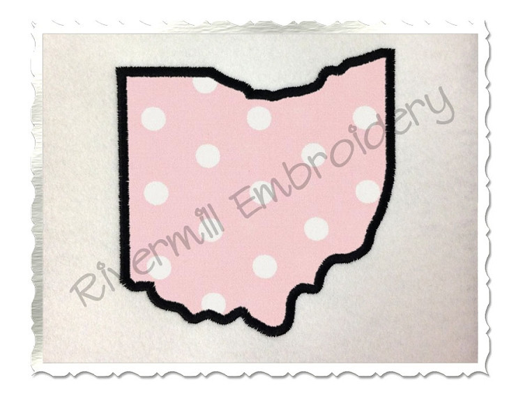 Applique State of Ohio Machine Embroidery Design - Rivermill Embroidery