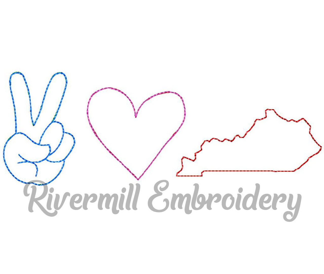 Raggy Applique Peace Love Kentucky Machine Embroidery Design ...