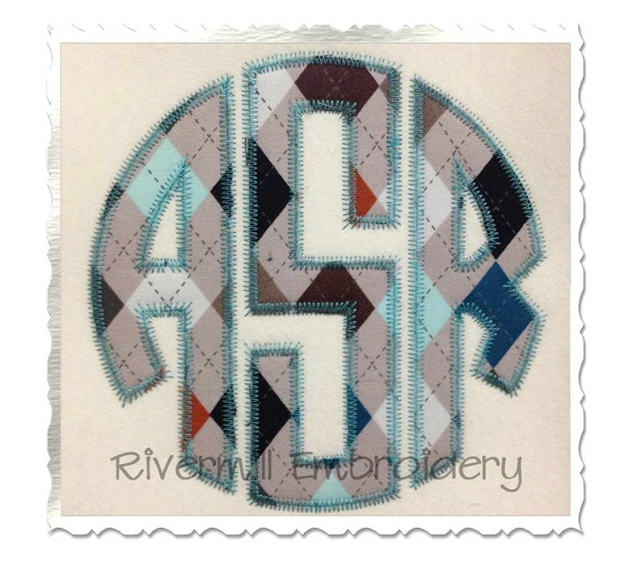 zig zag round 3 letter monogram applique machine embroidery alphabet font rivermill embroidery