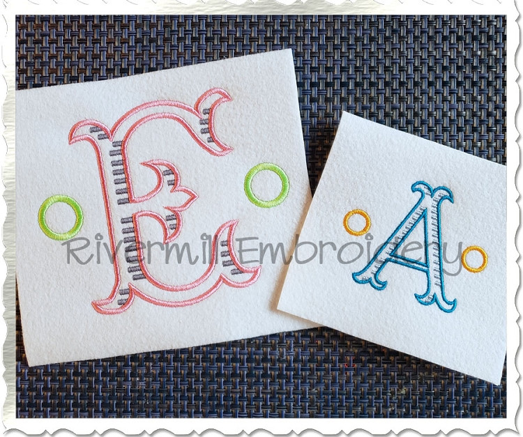 Milton Monogram Machine Embroidery Font Alphabet - Rivermill Embroidery