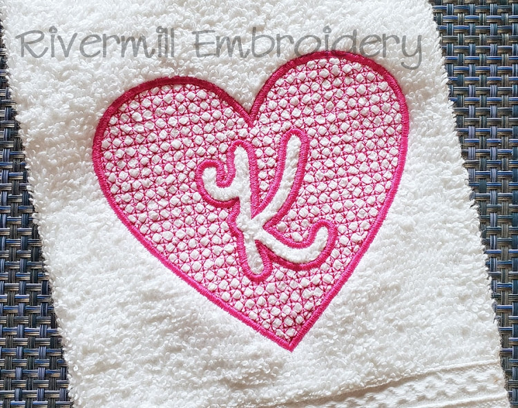 4x4 Size Heart Shaped Embossed Monogram Machine Embroidery
