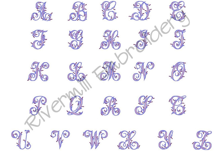 Margaret Monogram Machine Embroidery Font Alphabet - Rivermill
