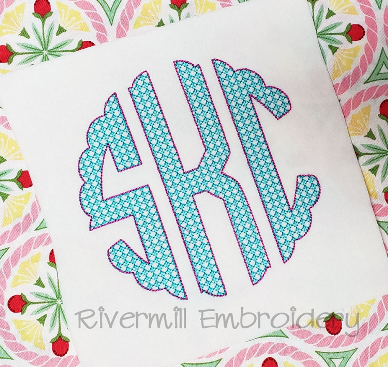 Scallop Monogram Applique Alpha Embroidery Design Font