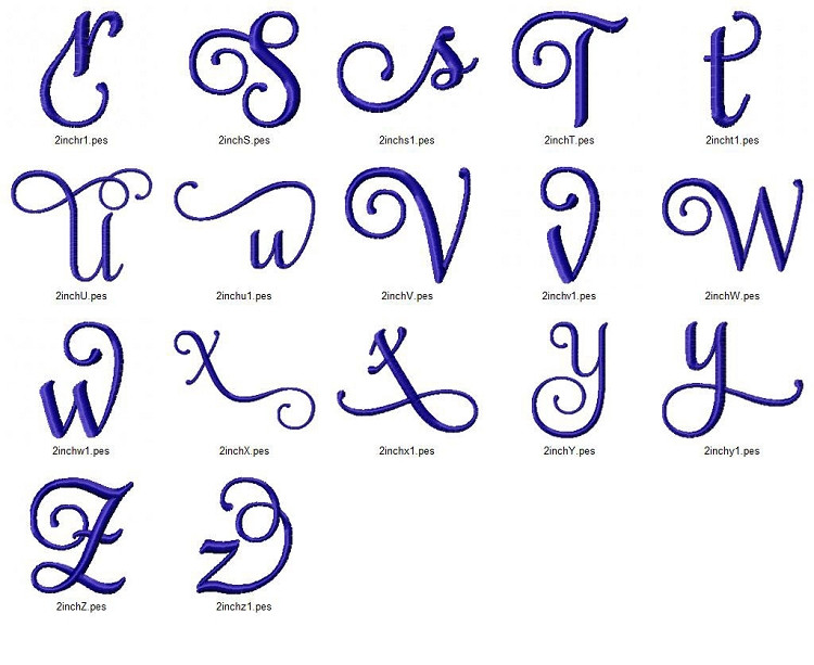 Samantha Script Alternate Letters (Set 3) Machine Embroidery Font ...