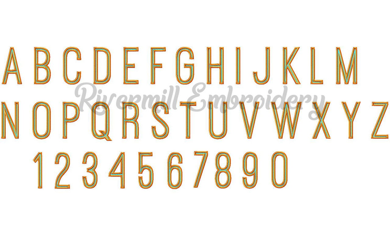 Two Color Tall Thin Outline Font Machine Embroidery Font Alphabet ...