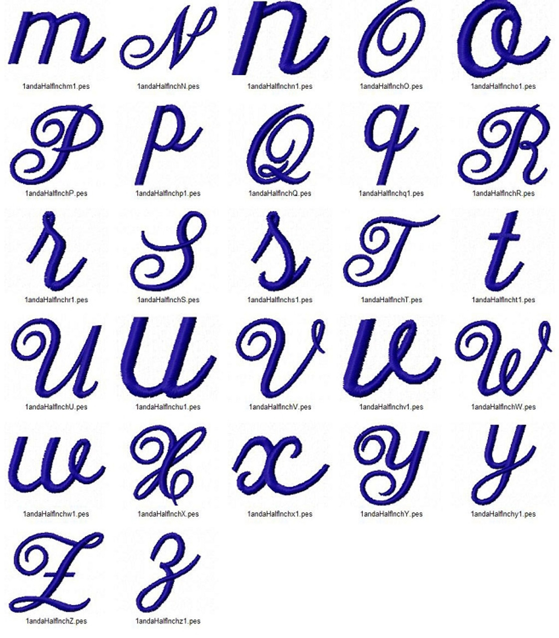 Elegant Script Machine Embroidery Font Alphabet - Rivermill Embroidery