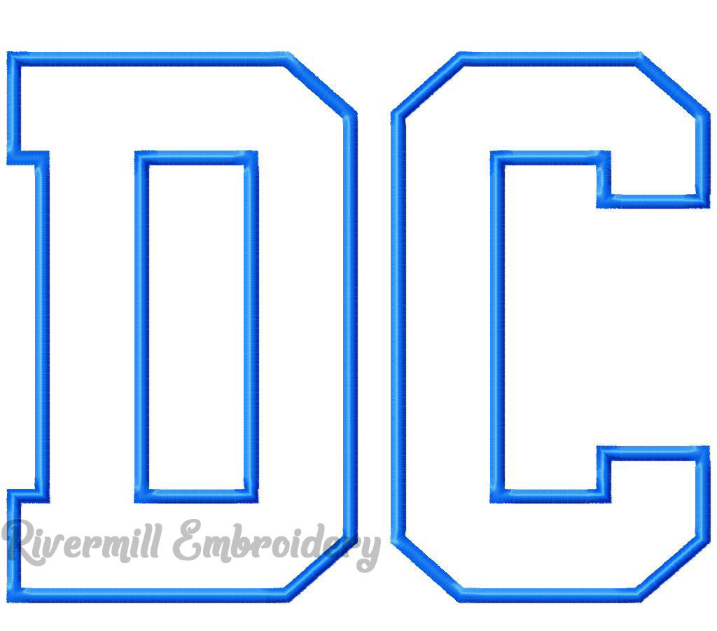 Large Applique DC Varsity Style Machine Embroidery Design - Rivermill ...