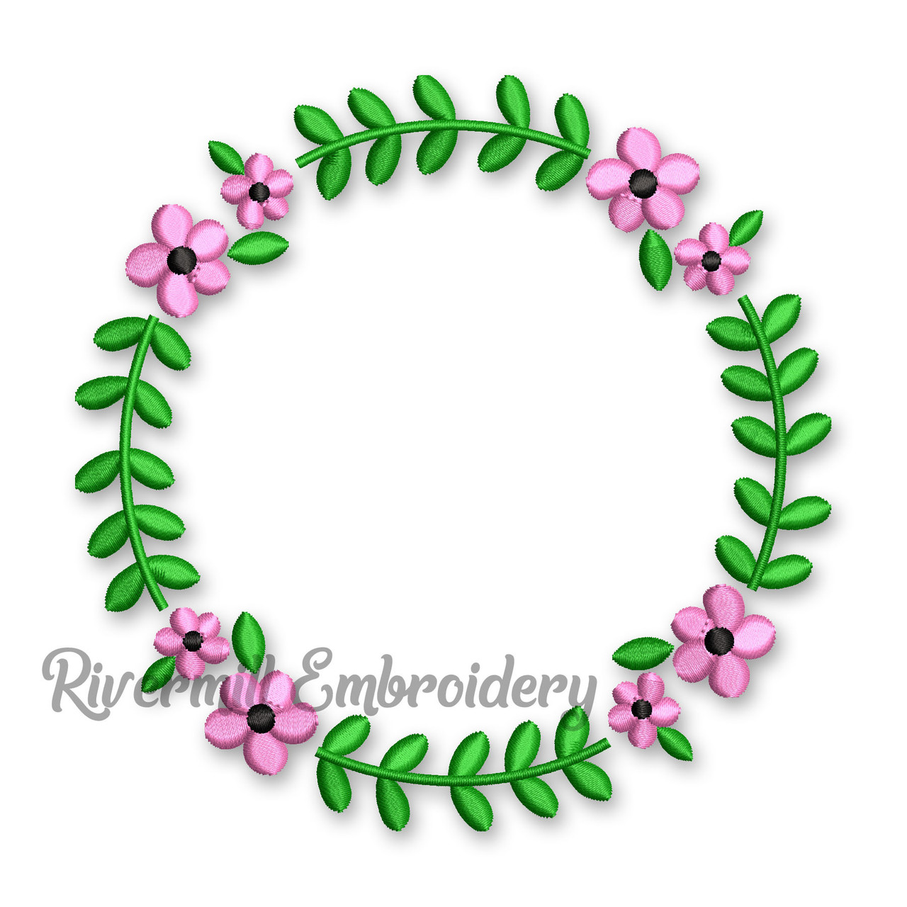 Flower Wreath Monogram Frame Machine Embroidery Design - Rivermill ...