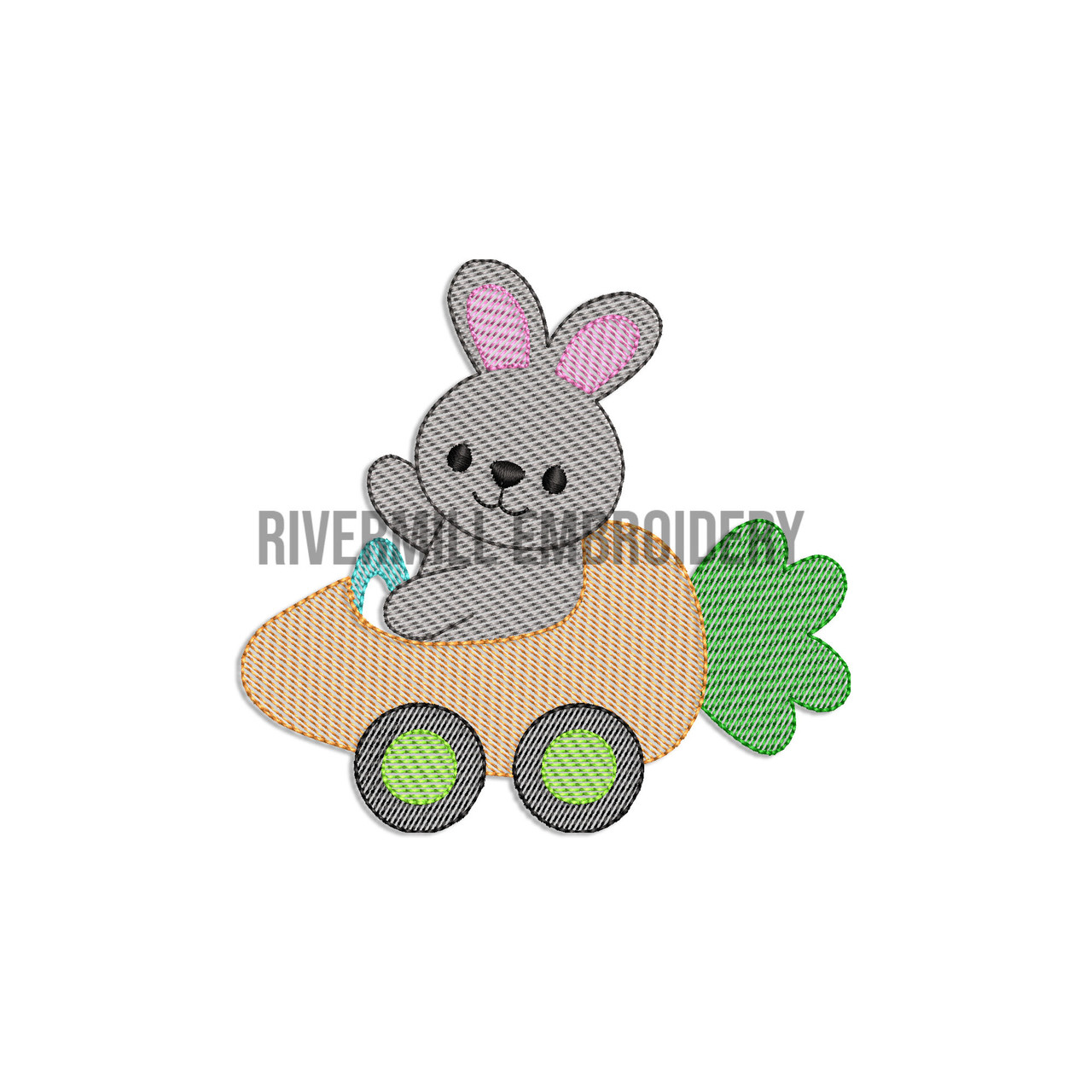 Small Bunny In A Carrot Car Machine Embroidery Design