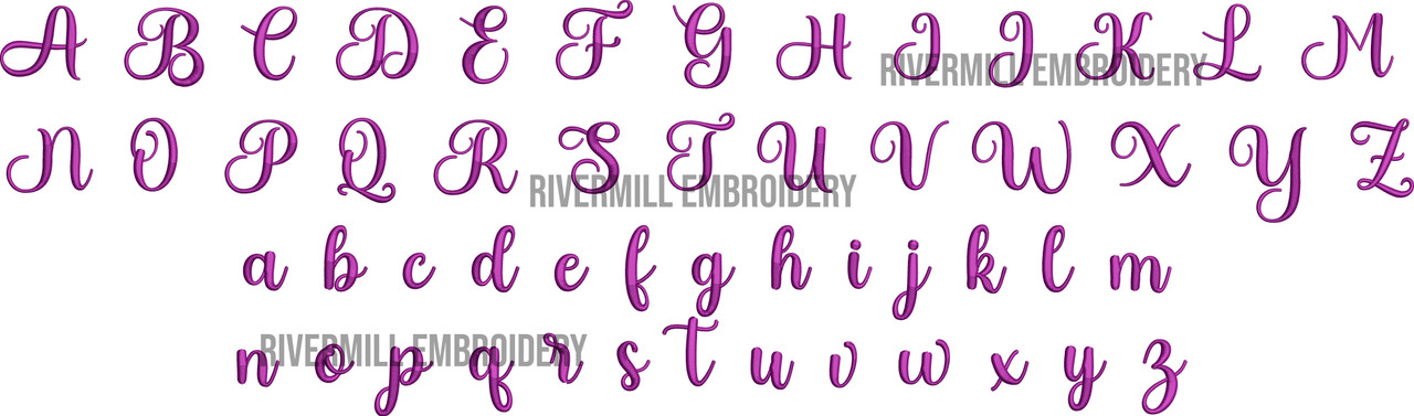 Beatrice Script Machine Embroidery Font Alphabet - Rivermill Embroidery