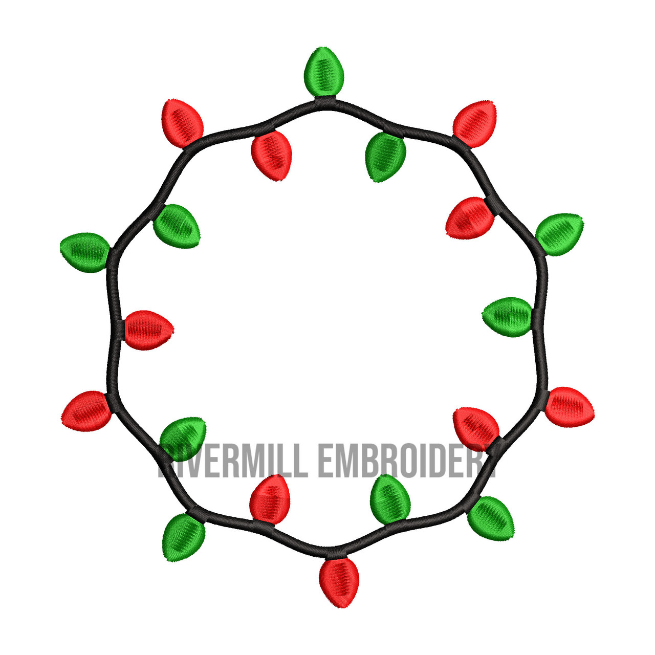 Christmas Lights Monogram or Initial Frame Machine Embroidery Design