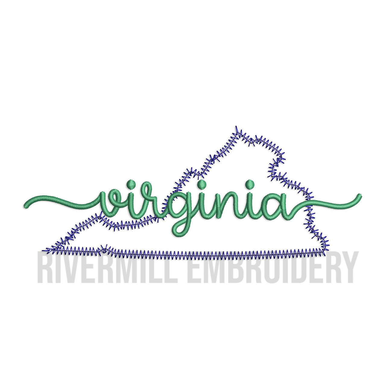 Virginia Design Zig Zag Virginia VA Applique Machine Embroidery Design - Rivermill ...
