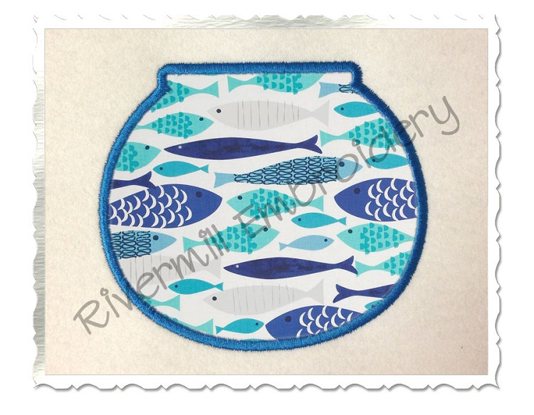 Applique Fish Bowl Machine Embroidery Design - Rivermill Embroidery