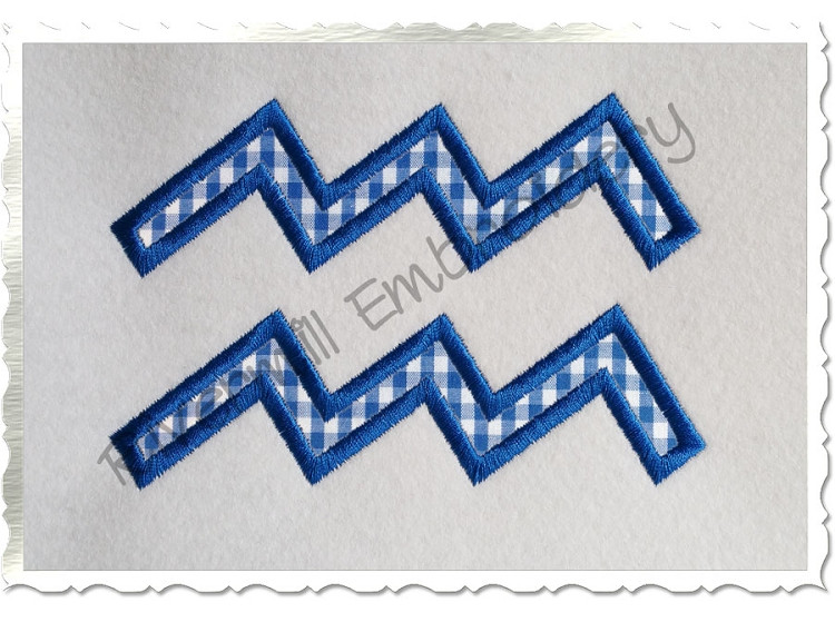 Applique Aquarius Astrology Symbol Machine Embroidery Design