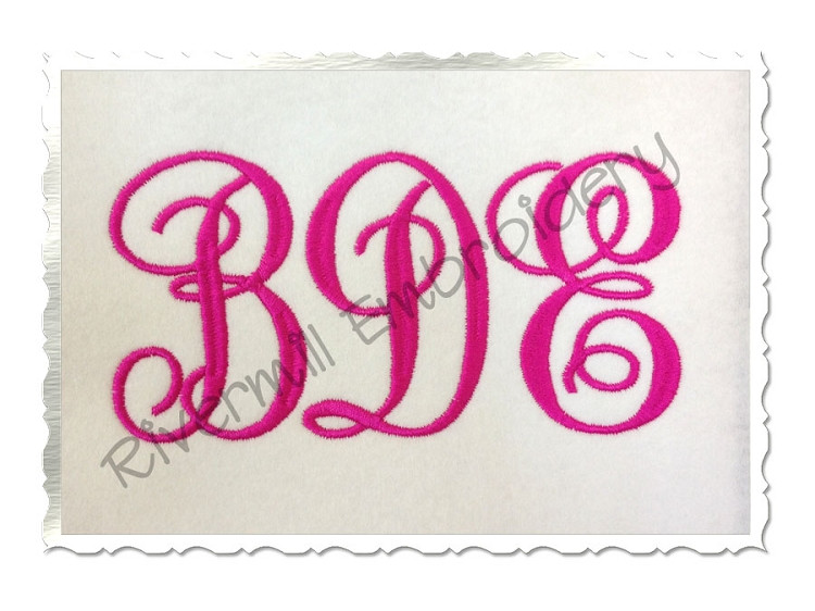 Large Fancy Curly Monogram Machine Embroidery Font Rivermill Embroidery