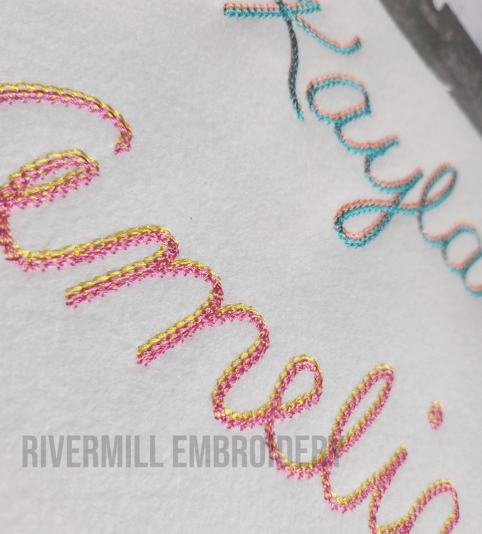 Chain Stitch Vintage Handwriting Machine Embroidery Font - Rivermill