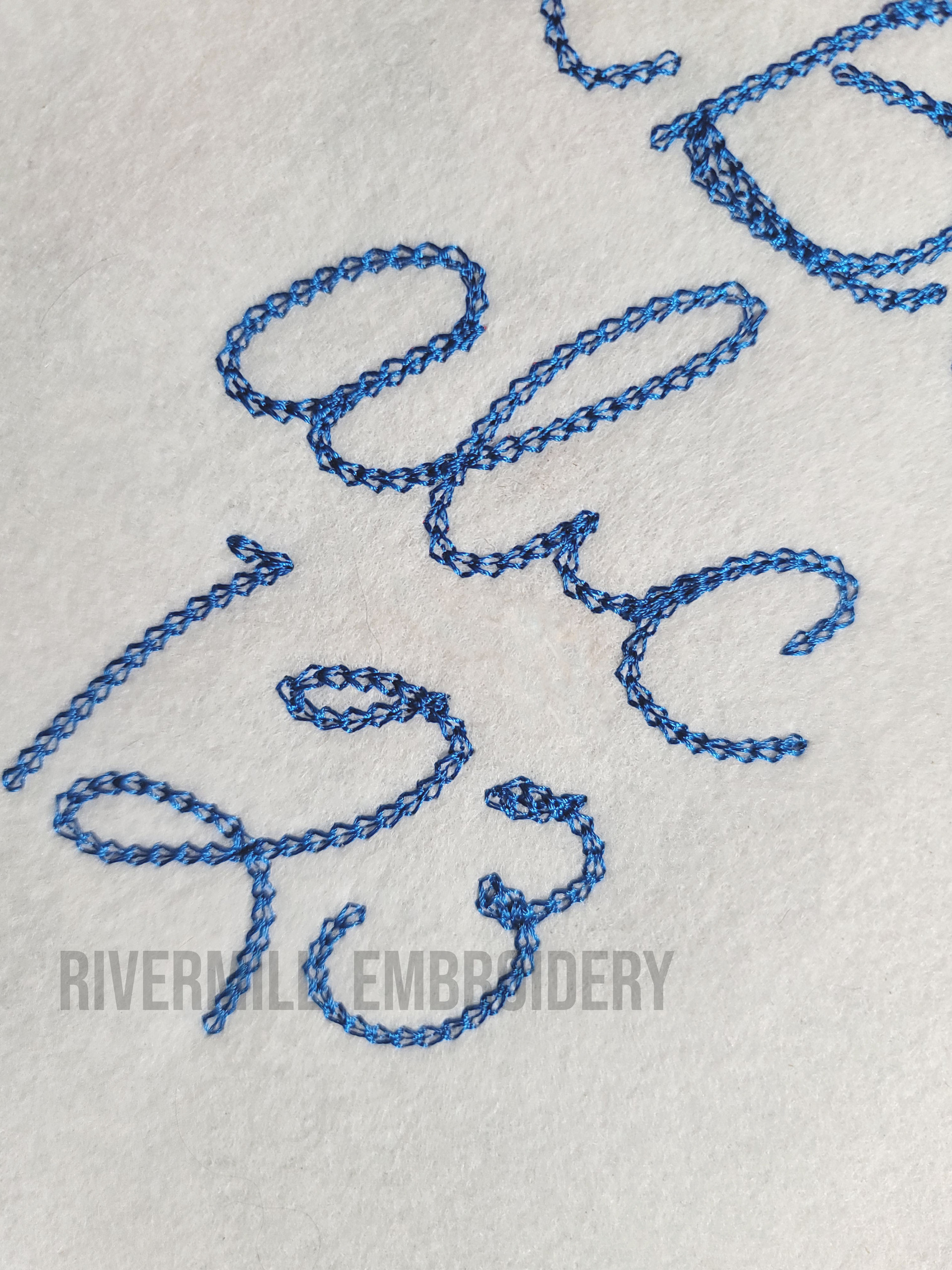 Chain Stitch Vintage Handwriting Machine Embroidery Font - Rivermill