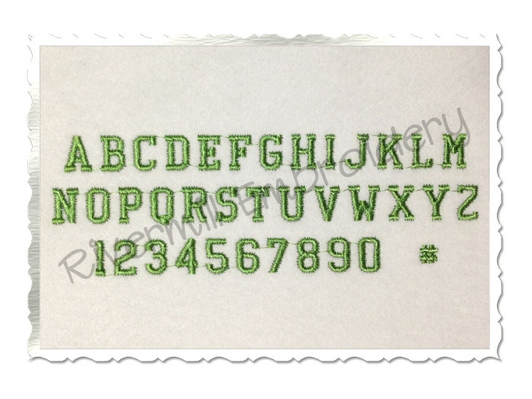 Small Mini Athletic Block Machine Embroidery Font Alphabet - 1/2