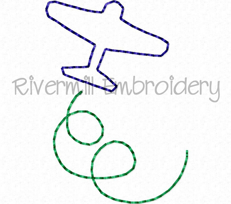 Mini Airplane Outline Machine Embroidery Design Rivermill Embroidery