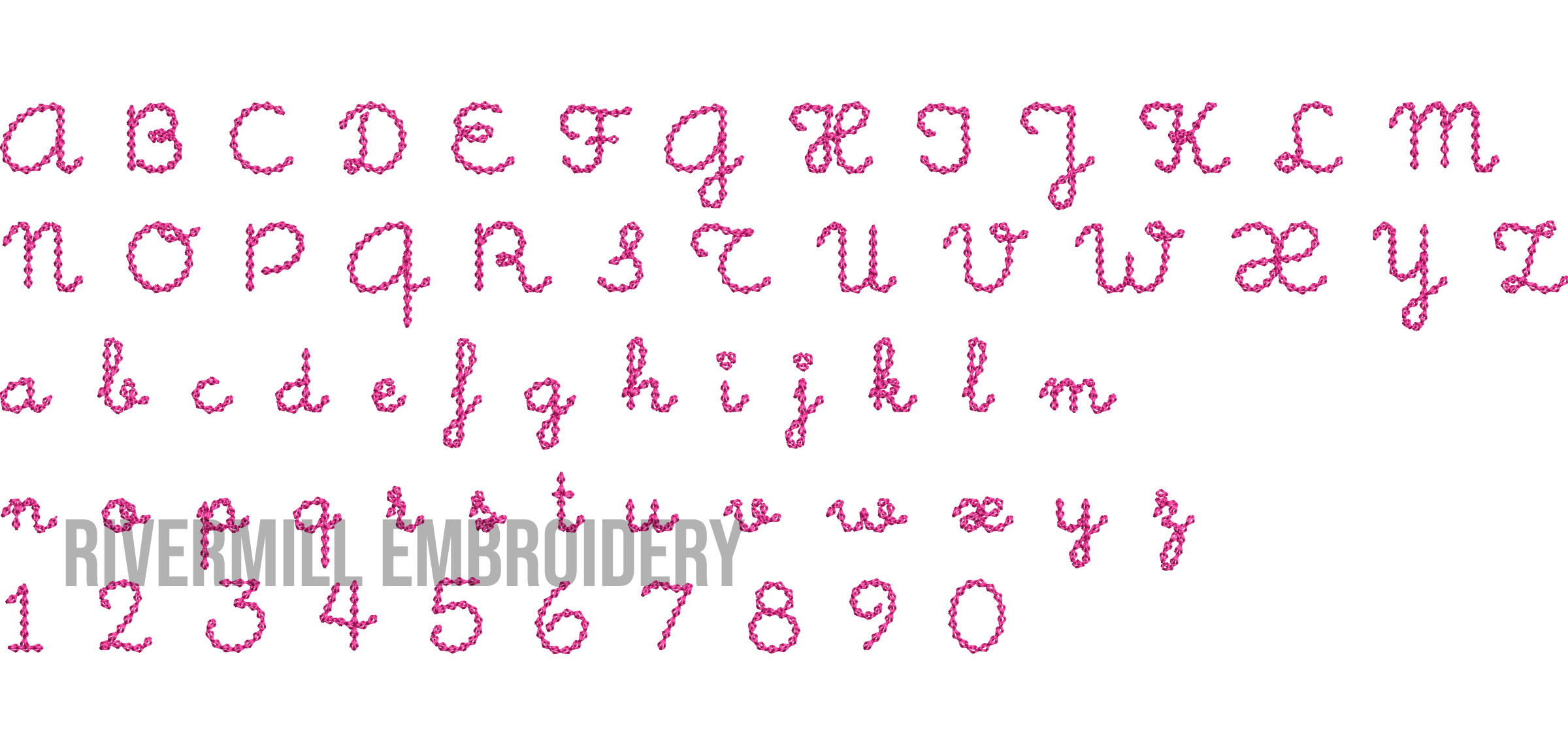 Half Inch Size Hadley Chain Stitch Machine Embroidery Font - Rivermill ...
