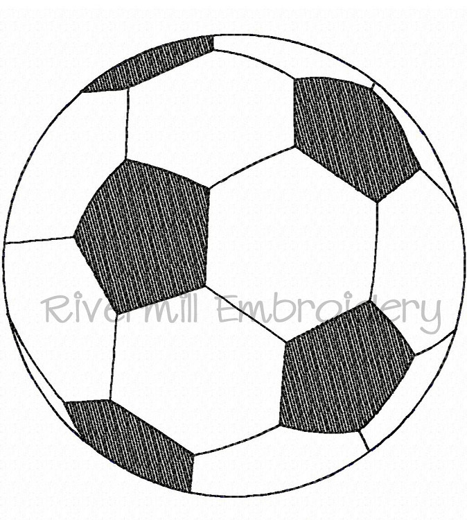 Raggy Applique Sketch Soccer Ball Machine Embroidery Design Rivermill