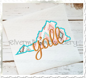 Applique Virginia Y'all Machine Embroidery Design