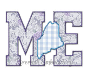 Large Zig Zag Applique Maine Letters & State Machine Embroidery Design