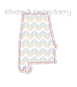 Raggy Applique State of Alabama Machine Embroidery Design