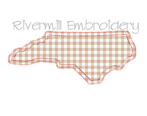 Raggy Applique State of North Carolina Machine Embroidery Design