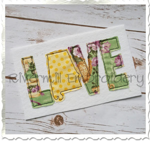 Raggy Applique Alabama Love Machine Embroidery Design