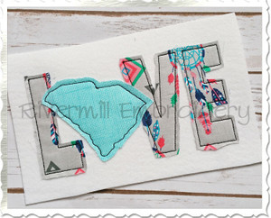 Raggy Applique South Carolina Love Machine Embroidery Design