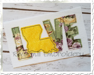 Raggy Applique Louisiana Love Machine Embroidery Design