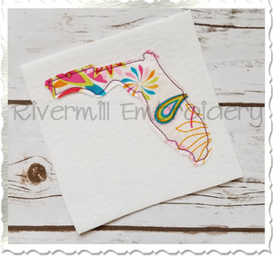 Raggy Applique State of Florida Machine Embroidery Design