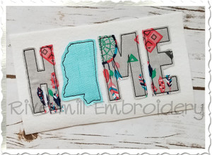 Raggy Applique Mississippi Home Machine Embroidery Design