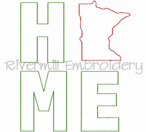 Raggy Applique Stacked Minnesota Home Machine Embroidery Design