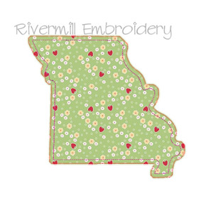 Raggy Applique State of Missouri Machine Embroidery Design